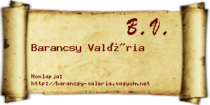 Barancsy Valéria névjegykártya